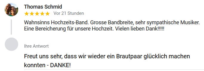 Rezension als Hochzeitsband