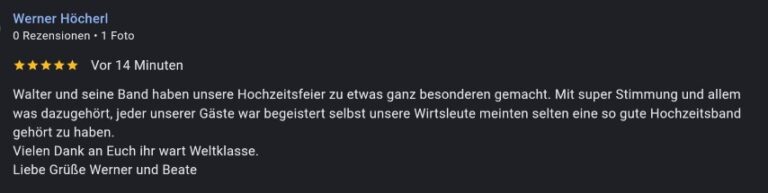 Beste Hochzeitsband