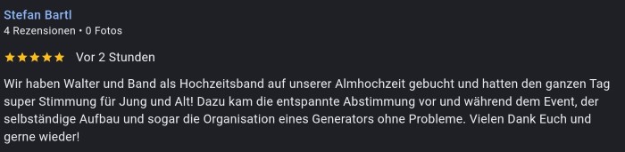 5 Google Sterne Rezension