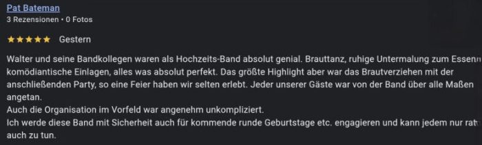 Rezension Hochzeitsband